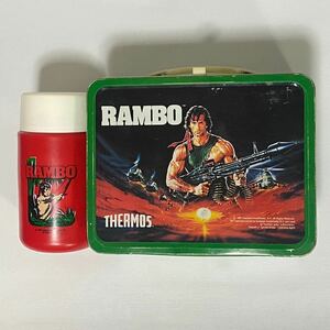 h59 希少 80 年代 RAMBO ランチ ボックス ランボー THERMOS サーモス lunch box ムービー movie カモ 迷彩 ビンテージ VINTAGE 80s