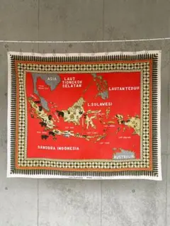 古着 ビンテージ タペストリー 布 生地 世界地図 インドネシア ネイティブ