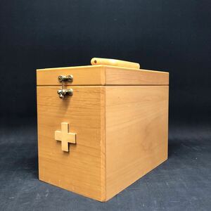 G112 【木製 救急箱】メディカルボックス メイクボックス 収納箱 木製 ナチュラル 中古 保管品