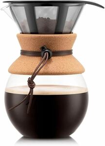 未使用 BODUM ボダム ドリッパー POUR OVER ドリップ コーヒーメーカー 1000ml コルク ステンレスフィルター ガラスビーカー 11571-109GB