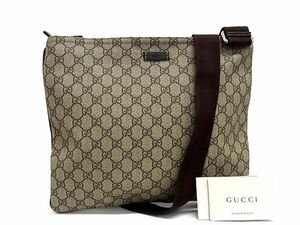 ■極美品■ GUCCI グッチ 201446 GG柄 PVC クロスボディ ショルダーバッグ レディース メンズ ベージュ系 AV4988