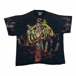 当時もの 1991 Slayer AOP 総柄 マルチプリント BROCKUM製 サイズXL 80s 90s ヴィンテージ Tシャツ ロック オルタナティブ