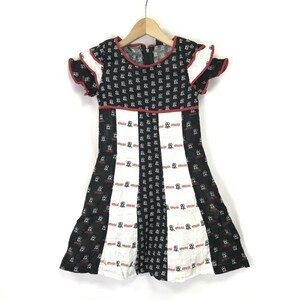 Made in Japan★HYSTERICMINI★半袖/ワンピース【kids size-120/黒×赤×白/black×red×white/総柄】short sleeve dress◆BH93