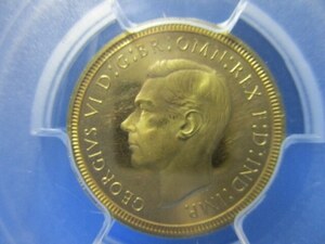希少・イギリス ジョージ6世 1/2ソブリン金貨（ハーフソブリン金貨）/1937年／PCGS PR63／未使用／本物保証
