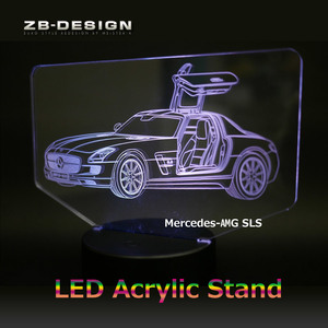 「クルマ好きにおすすめ！」七色に光り輝くLEDアクリルスタンド メルセデス・AMG SLS