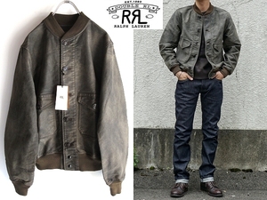 新品タグ付 RRL ラルフローレン 2019SS 米軍A-1タイプ ビンテージ加工 コットンツイル フライトジャケット S カーキ 定価74800円 国内正規