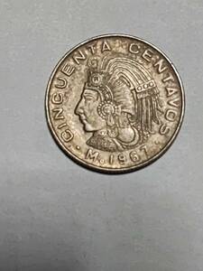 ◆メキシコ　50センタボ　白銅貨　1967年