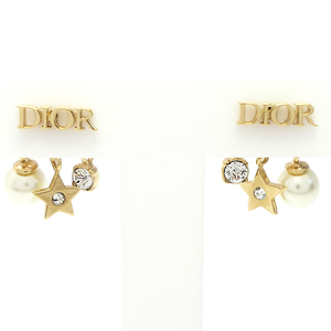 Dior DIO(R)EVOLUTION ピアス ゴールドトーンメタル チャーム付キャッチ Diorロゴ 送料無料 質屋 神戸つじの