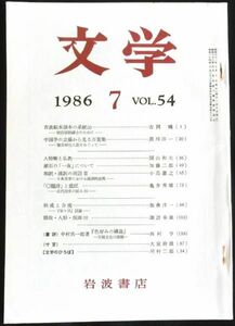 ◆稀本◆◇ 文学　第54巻 第7号 ◇◆ 岩波書店 1986年7月 #kp