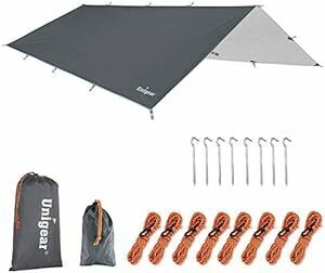 ユニジア Unigear 防水タープ キャンプ タープ テント 軽量 日除け 高耐水加工 紫外線カット 遮熱 サンシェルター ポー