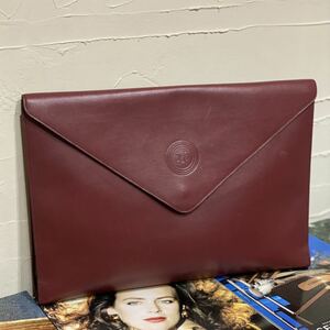 VINTAGE CELINE クラッチバッグ ボルドー色 マカダム ヴィンテージバッグ セカンドバッグ 書類鞄 ブラゾン トリオンフ オールドセリーヌ