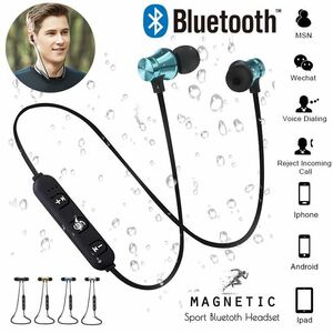 イヤホン　Bluetooth　ワイヤレスイヤホン iPhone　アンドロイド　ブルートゥース イヤフォン イヤホンマイク 両耳　USB ブルー
