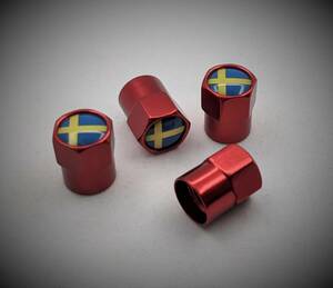 スウェーデン 国旗 赤 バルブキャップ ボルボ VOLVO サーブ SAAB スカニア SCANIA カスタム ドレスアップ スエーデン エアーバルブキャップ