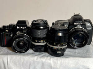 【ジャンク品】NIKON F3（シャッター不良）＆D70（未確認）+マニュアルレンズ4本(24mm/f2.8,50mm/f1.4,43-86mm,105mm/f2.5)