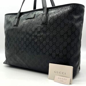 2171 付属品付美品 入手困難● GUCCI グッチ トートバッグ ビジネスバッグ インプリメ GG PVC レザー メンズ A4可 ブラック 大容量 肩掛け