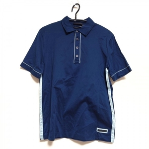 プラダ PRADA 半袖ポロシャツ サイズL - ネイビー×ライトブルー メンズ トップス