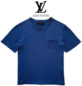LV ◆LOUIS VUITTON◆ ルイヴィトン ◆ ダミエ ネイビーブルー 半袖 Tシャツ 青カットソー メンズ サイズXL イタリア製 RM172Q CMS H6Y 45W