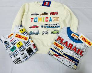 福袋3F830*激安sale!!新品 こども服 　長袖トレーナー1枚+半袖Tシャツ2枚　size100　3枚★TOMYトミカ/プラレール