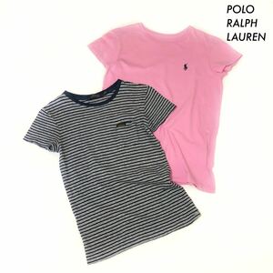 【送料無料】POLO RALPH LAUREN★半袖Tシャツ 2枚セット ジュニアサイズ ボーダー ピンク