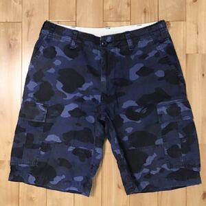 blue camo カーゴ ハーフパンツ Sサイズ a bathing ape BAPE shorts エイプ ベイプ アベイシングエイプ ブルーカモ 迷彩 995