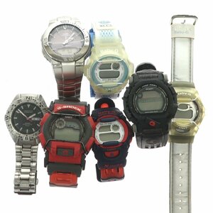 1円スタート 腕時計 7点セット CASIO カシオ G-SHOCK Baby-G ウェーブセプター等 デイデイト クォーツ ソーラー デジタル 稼働品 含