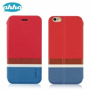 即決・送料込）【スリムな手帳型】ahha iPhone6s Plus/6 Plus ROLLAND Fashion Flip Case Ketchup Red (ストラップホール付き)
