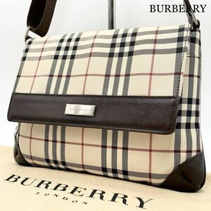 729【極美品】 BURBERRY バーバリー ショルダーバッグ サコッシュ ノバチェック ロゴプレート ホースロゴ ゴールド 金具 ヴィンテージ