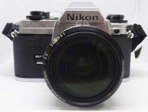 Y0038td Nikon ニコン FG-20 & NIKKORレンズ 28mm F3.5 フィルムカメラ 現状品