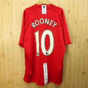 ◎美品！マンチェスター ユナイテッド #10 Rooney ルーニー 2007-09 NIKE ナイキ◆ユニフォーム ゲームシャツ ◆メンズ 赤 Lサイズ◆A4792