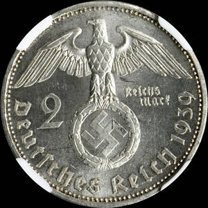 ★日終 【NGC MS63】1939A ドイツ 2M銀貨 未使用 世界コイン 古銭 貨幣 硬貨 銀貨 金貨 銅貨【決済期限火曜日】