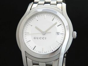 ◆◇GUCCI グッチ Gクラス 5500XL デイト ラウンド クォーツ シルバー文字盤 SS メンズ◇◆