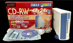 BUFFALO バッファロー USB2.0 & USB1.1対応 CD-RWドライブ CRW-48U2 外付け 高速 書き込み 箱付き バックアップ CD-R