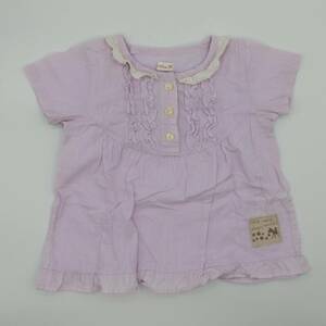 子供服　ベビー服　トップス　半袖　紫　女の子　90サイズ　白フリル