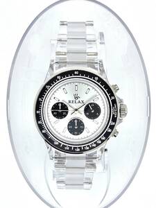 【激安1円】RELAX リラックス 王冠ロゴ D4 ヴィンテージ腕時計 クロノ 世界的にも注目されているモデル シルバー文字盤 世田谷ベース