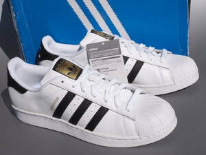 デッド!! 28.5cm 新品 18年製 adidas SUPERSTAR FOUNDATION スーパースター 白ｘ黒 金ベロ 天然皮革