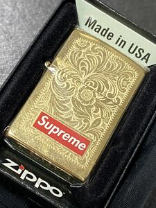 zippo シュプリーム ゴールド 両面デザイン supreme GOLD 希少モデル 2014年製 ② ゴールドインナー 2014年製 ケース 保証書付き