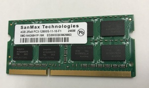 SANMAX 2rx8 PC3-12800S 4GB DDR3ノートパソコン用メモリ DDR3-1600 4GB DDR3 LAPTOP-RAM