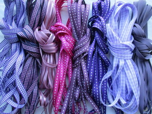 524◆桃紫◆5～7ミリ幅ribbon◆8種×各5ｍ