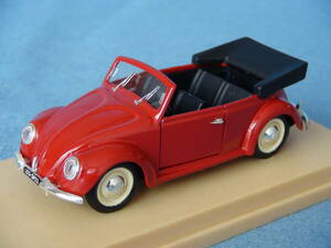 古い伊RIOリオ1/43旧型VWビートルマジョリーノ・カブリオレ1949年型赤・美品/オリジナル箱付
