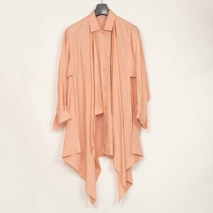 イッセイミヤケ ISSEY MIYAKE 筆タグ 80s 1980s フロントレイヤードレープシャツ ピンクM位