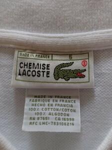 極美品　フレラコ　80s CHEMISE LACOSTE　フレンチ　ラコステ　半袖　ポロシャツ　白　ホワイト　フランス製　オリジナル　ビンテージ