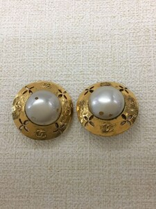 CHANEL◆イヤリング/GLD/レディース/青錆有/フェイクパール剥がれ有