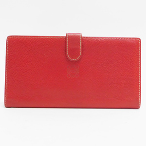 LOEWEロエベ Wホック長財布 レザー 赤 スペイン製 ヴィンテージ 良品 正規品