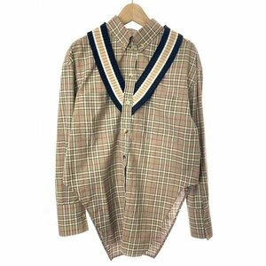 BURBERRY バーバリー 20AW ニットドッキングオーバーサイズチェックシャツ ベージュ系 サイズ:36 レディース ITPS50V5QOXS