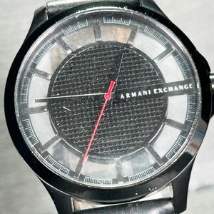 Armani Exchange アルマーニエクスチェンジ AX2180 腕時計 クオーツ アナログ ステンレススチール レザーベルト スケルトン 電池交換済み