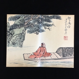  秘藏 清時代 中国近代画家 張大千 人物画 手絵画 小冊ページ画 紙本水墨 古美術 古賞物 中国古玩 骨董 古美味 ZSL01-05