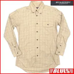 日本製 バーバリーロンドン チェックシャツ M メンズ 長袖 茶 X6830