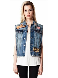 KILL CITY (キルシティー) デニムベスト Gジャン レディース ガールズ Custom Built Trucker Vest Blue Denim スケボー SKATE