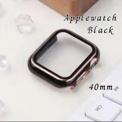 AppleWatchカバー 40mm ブラック フレーム 可愛い 落下防止