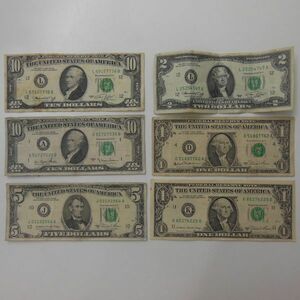 アメリカ旧紙幣　 計29ドル分　合計6枚　United States of America　海外旧紙幣 外国旧紙幣　お安くどうぞ